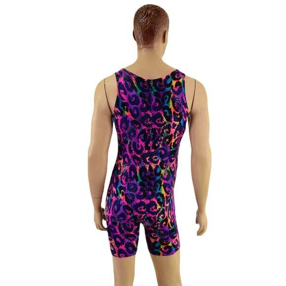 Mens Rainbow Leopard Singlet Romper - Coquetry Clothing