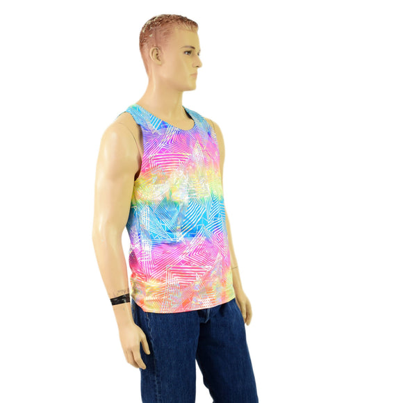Mens Rainbow Shattered Glass Muscle Tank - Coquetry Clothing