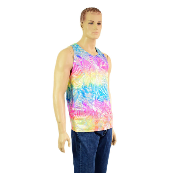 Mens Rainbow Shattered Glass Muscle Tank - Coquetry Clothing