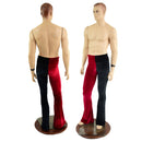 Mens Red and Black Harlequin Velvet Bootcut Pants - Coquetry Clothing