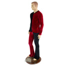 Mens Red and Black Harlequin Velvet Bootcut Pants and Shirt Set - Coquetry Clothing