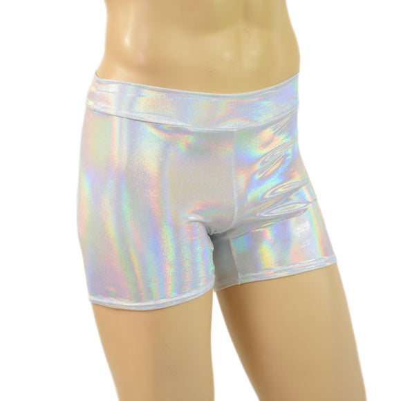 Mens Rio Midrise Shorts in Flashbulb Holographic - Coquetry Clothing