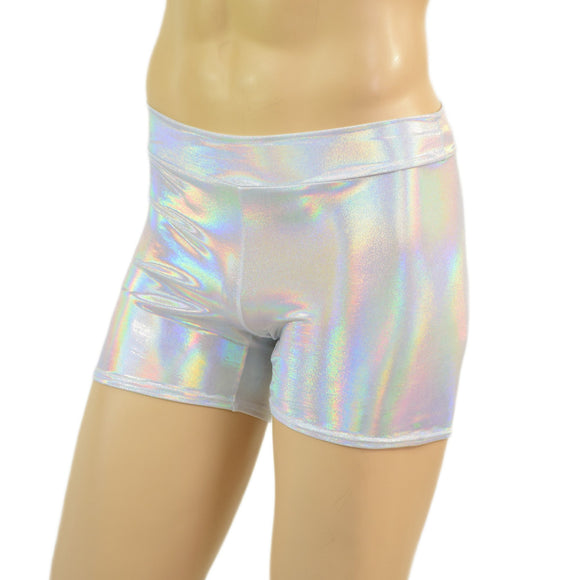 Mens Rio Midrise Shorts in Flashbulb Holographic - Coquetry Clothing