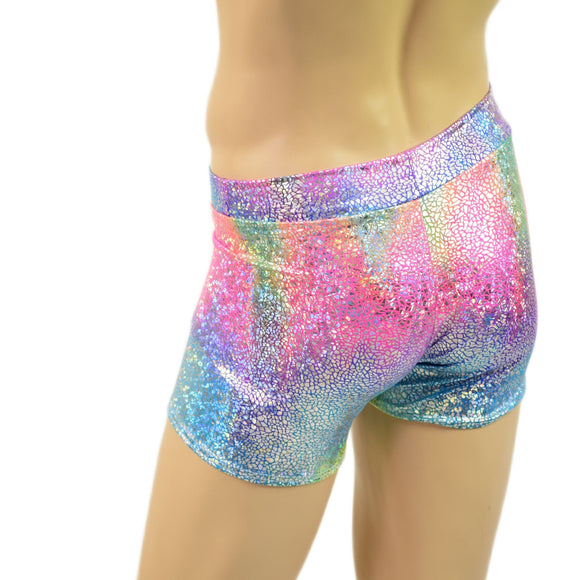Mens Rio Midrise Shorts in Rainbow Shattered Glass - Coquetry Clothing