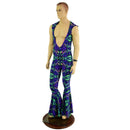 Mens Sleeveless Bell Bottom Catsuit with Deep Bro V Neckline and Hood - Coquetry Clothing