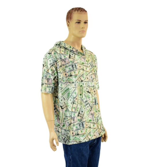 Mens Tee Sleeve Hoodie in Cold Cash Print - Coquetry Clothing