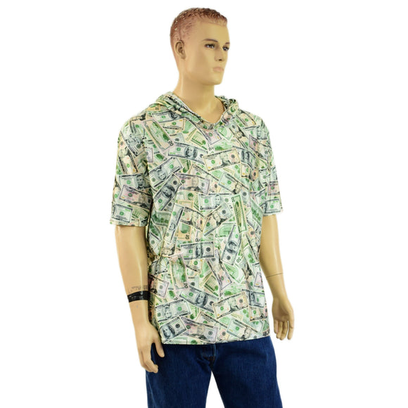 Mens Tee Sleeve Hoodie in Cold Cash Print - Coquetry Clothing
