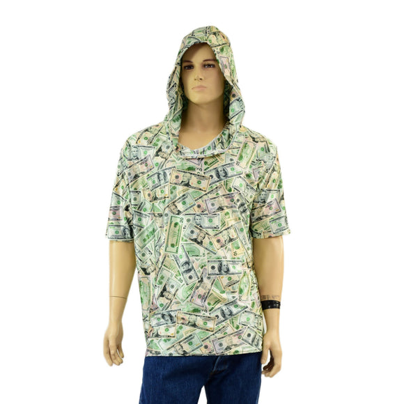 Mens Tee Sleeve Hoodie in Cold Cash Print - Coquetry Clothing
