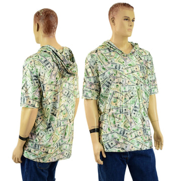 Mens Tee Sleeve Hoodie in Cold Cash Print - Coquetry Clothing