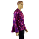 Mens Trumpet Sleeve V Neck Waterloo Shirt in Fuchsia Sparkly Jewel - Coquetry Clothing
