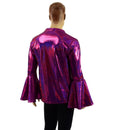 Mens Trumpet Sleeve V Neck Waterloo Shirt in Fuchsia Sparkly Jewel - Coquetry Clothing