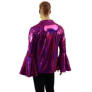 Mens Trumpet Sleeve V Neck Waterloo Shirt in Fuchsia Sparkly Jewel - Coquetry Clothing