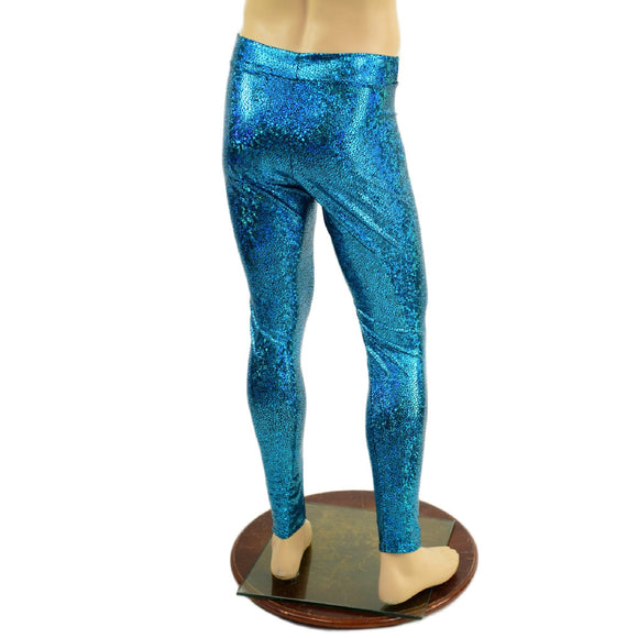 Mens Turquoise Shattered Glass Midrise Leggings - Coquetry Clothing