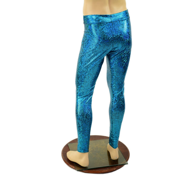 Mens Turquoise Shattered Glass Midrise Leggings - Coquetry Clothing