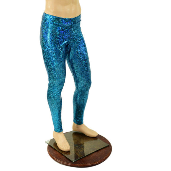 Mens Turquoise Shattered Glass Midrise Leggings - Coquetry Clothing