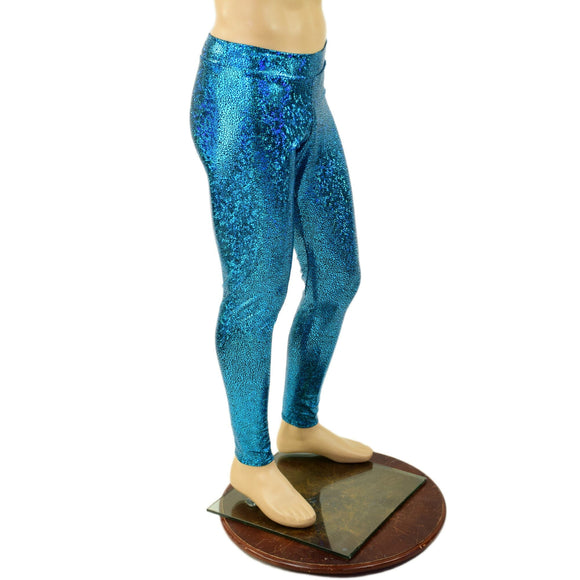 Mens Turquoise Shattered Glass Midrise Leggings - Coquetry Clothing