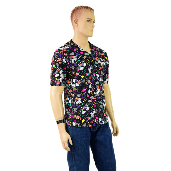Mens Unicorns and Rainbows Tee Sleeve, V Neck Shirt - Coquetry Clothing