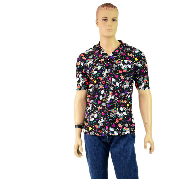 Mens Unicorns and Rainbows Tee Sleeve, V Neck Shirt - Coquetry Clothing