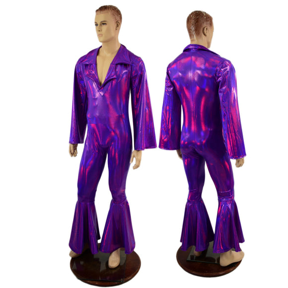 Mens Waterloo Catsuit in Grape Holographic - Coquetry Clothing