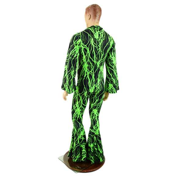 Mens Waterloo Catsuit in Neon Green Lightning - Coquetry Clothing