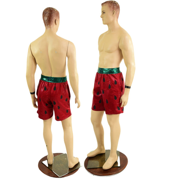 Mens Watermelon Zip Front Hooded Vest with Pockets (Shorts Optional) - Coquetry Clothing