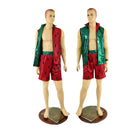 Mens Watermelon Zip Front Hooded Vest with Pockets (Shorts Optional) - Coquetry Clothing