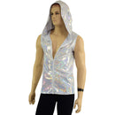 Mens White Kaleidoscope Hooded Vest with Zipper Front - Coquetry Clothing