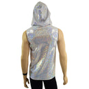 Mens White Kaleidoscope Hooded Vest with Zipper Front - Coquetry Clothing