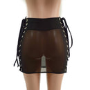 Mesh Bodycon Skirt with Laceup Hips - Coquetry Clothing
