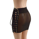 Mesh Bodycon Skirt with Laceup Hips - Coquetry Clothing