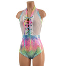 Mesh & Metallic Sheer Bella Romper with Siren Cut Leg - Coquetry Clothing
