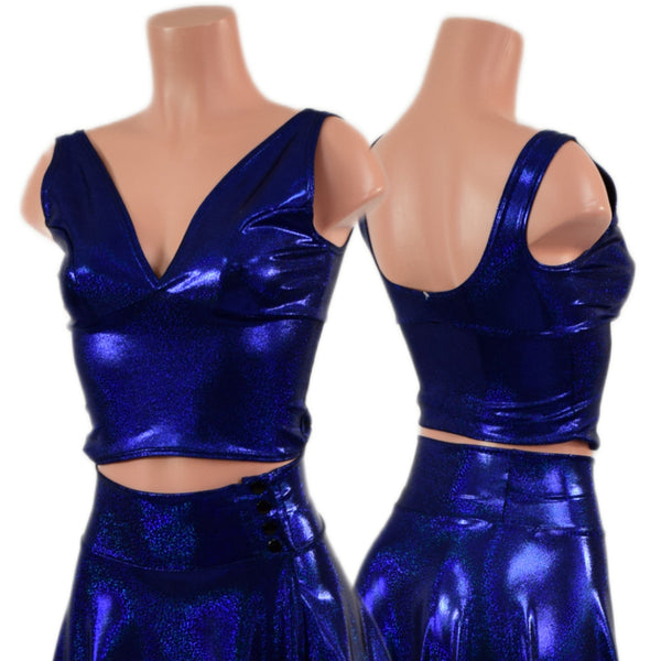 Midi Length Starlette Bralette in Blue Sparkly Jewel - 1