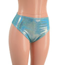 Midrise Brazilian Cut Siren Shorts in Seafoam Holographic - Coquetry Clothing