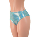 Midrise Brazilian Cut Siren Shorts in Seafoam Holographic - Coquetry Clothing