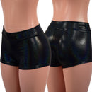 Midrise Shorts in Black Holographic - Coquetry Clothing