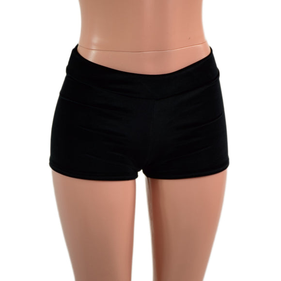 Midrise Shorts in Smooth Black Spandex - Coquetry Clothing