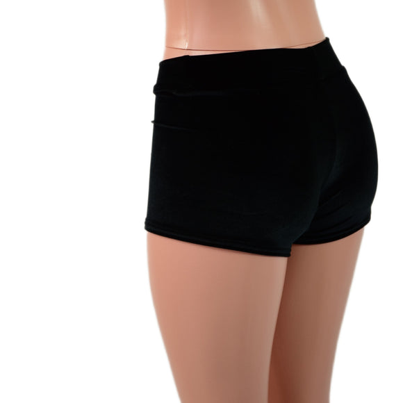 Midrise Shorts in Smooth Black Spandex - Coquetry Clothing