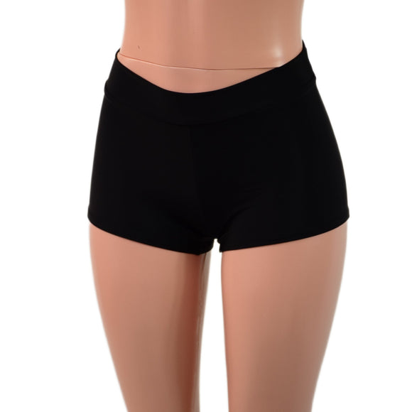 Midrise Shorts in Smooth Black Spandex - Coquetry Clothing