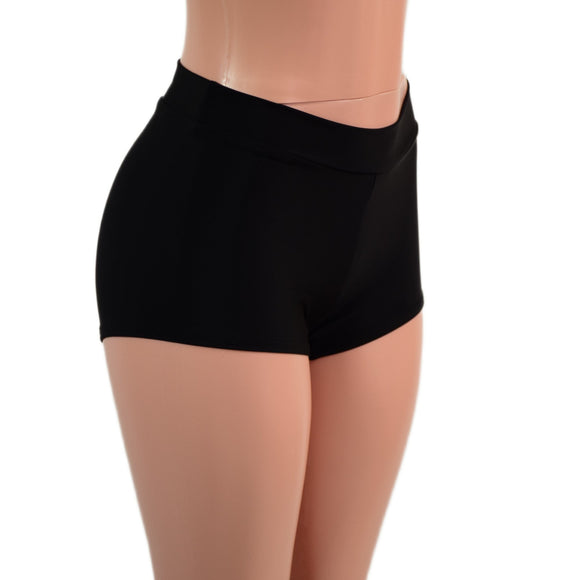 Midrise Shorts in Smooth Black Spandex - Coquetry Clothing