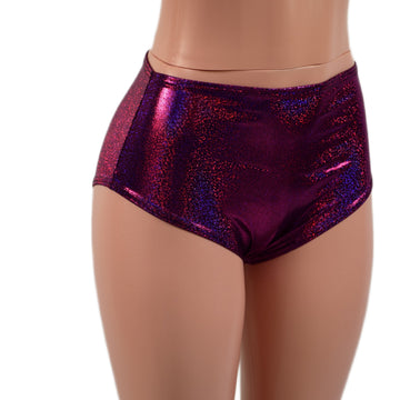 Midrise Siren Shorts in Fuchsia Sparkly Jewel - Coquetry Clothing