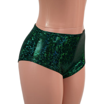 Midrise Siren Shorts in Green Kaleidoscope - Coquetry Clothing