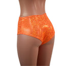 Midrise Siren Shorts in Neon Orange Kaleidoscope - Coquetry Clothing