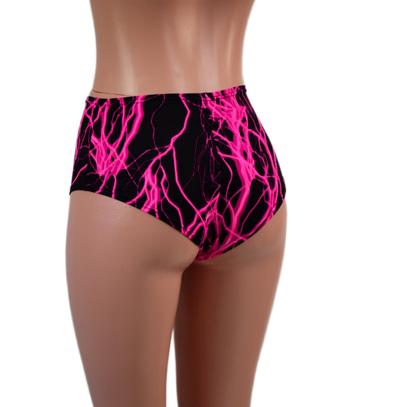 Midrise Siren Shorts in Neon Pink Lightning - Coquetry Clothing