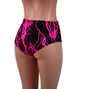 Midrise Siren Shorts in Neon Pink Lightning - Coquetry Clothing
