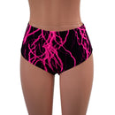 Midrise Siren Shorts in Neon Pink Lightning - Coquetry Clothing