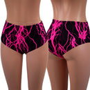 Midrise Siren Shorts in Neon Pink Lightning - Coquetry Clothing