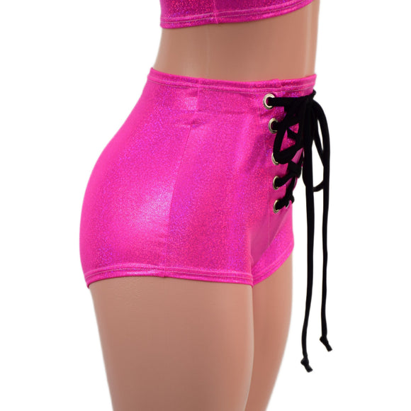 Mini Crop Tank and High Waist Pinup Shorts with Front Laceup Set - Coquetry Clothing
