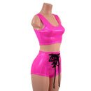 Mini Crop Tank and High Waist Pinup Shorts with Front Laceup Set - Coquetry Clothing