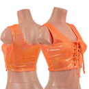 Mini Lace UP Front Crop Tank and High Waist Leggings Set in Orange Sparkly Jewel - Coquetry Clothing