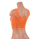 Mini Lace UP Front Crop Tank and High Waist Leggings Set in Orange Sparkly Jewel - Coquetry Clothing